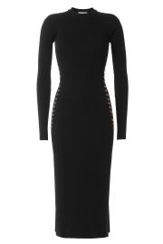 Mugler Ribbed Knit Dress with Ring Embellishment at Stylebop